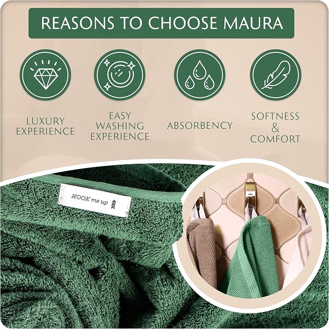 MAURA Basics Performance Bath Towels 100% Turkish Cotton - Image 4