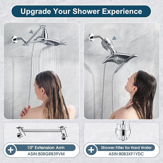 BRIGHT SHOWERS High Pressure Dual Shower Head Combo, Handheld Showerhead - Image 6