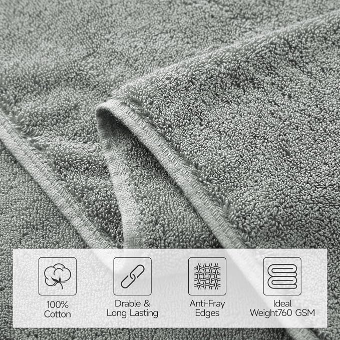 REDKISS Large Bath Towels Set 2 Piece, 100% Cotton, 31x63 in, Heavyweight 760GSM - Image 4