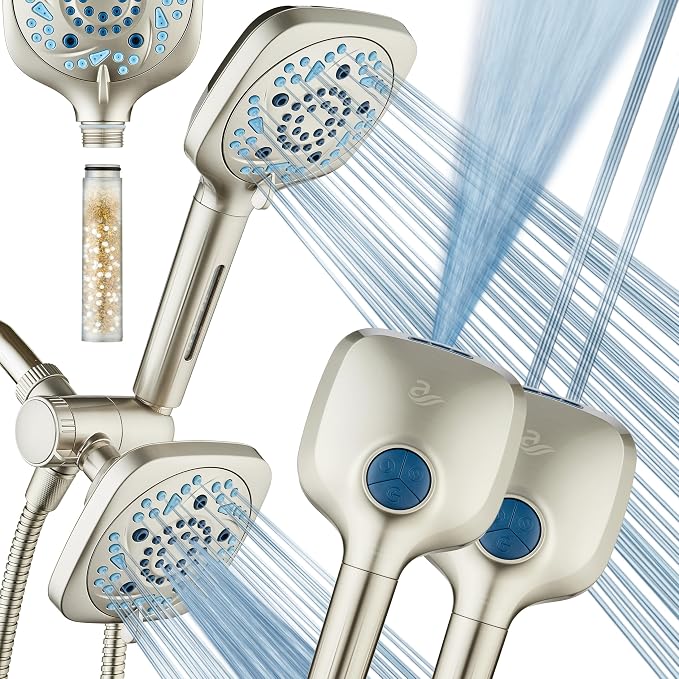 6-way High Pressure 82 Spray Mode Filtered Showerhead Combo by HotelSpa