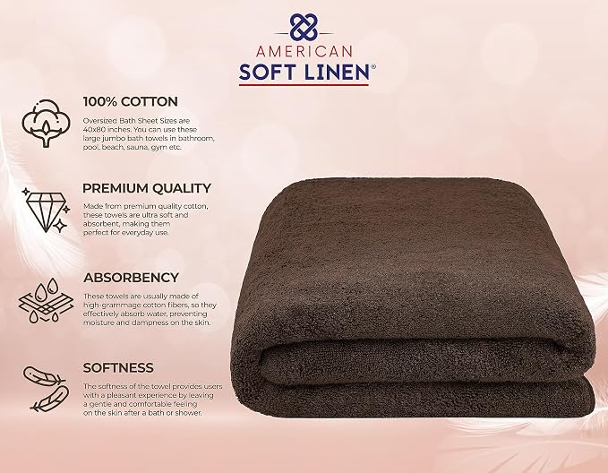 American Soft Linen Oversized Bath Sheet 40x80 Extra Large - Image 4