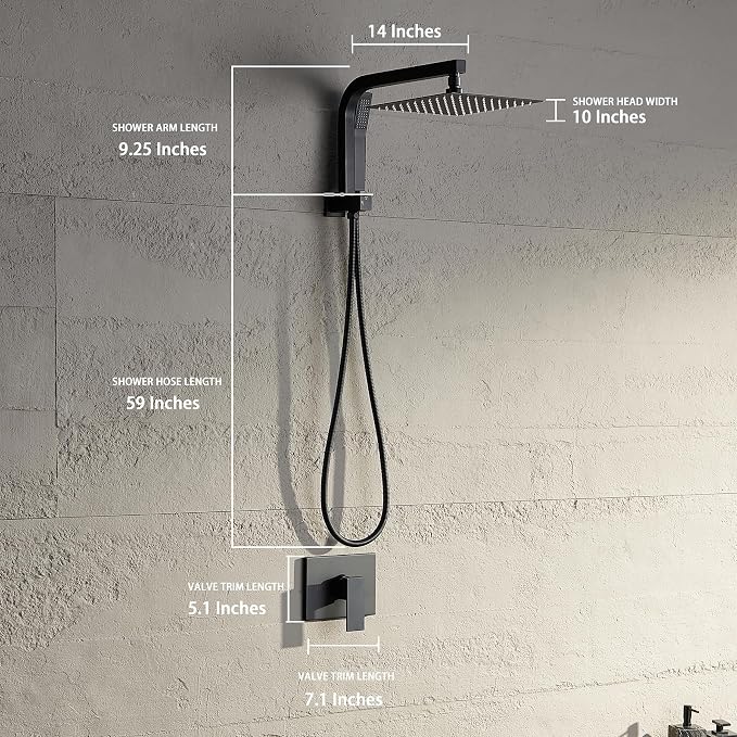 Black Shower Head and Handle Set, Shower Faucet Set - Image 6