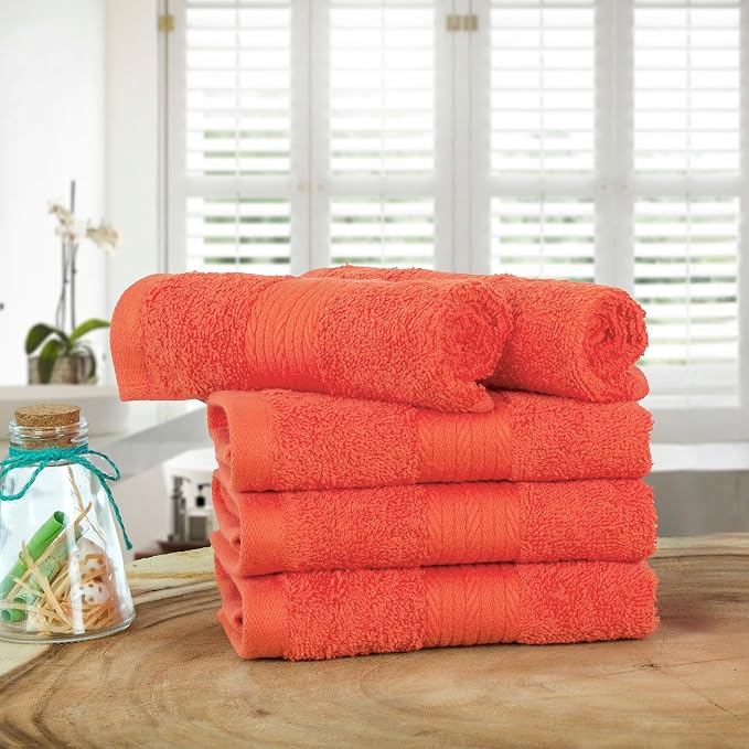 Ample Decor Washcloths Pack of 5 12 X 12 Inch, 600 GSM 100% Cotton Soft - Image 2