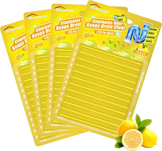 Drain Sticks Bio-Flow Drain Cleaner Sticks Lemon Scent Odor Remover by Hommate