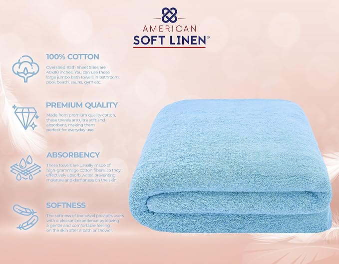 American Soft Linen Oversized Bath Sheet 40x80 Extra Large - Image 4
