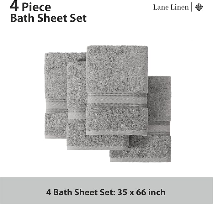 Lane Linen 100% Cotton Bath Sheets Set of 4 - Image 4