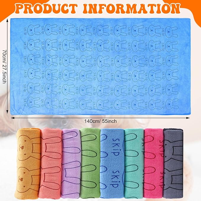Peryiter 8 Pcs Dog Drying Towels Bulk 55'' x 28'' Pet Grooming Absorbent - Image 3