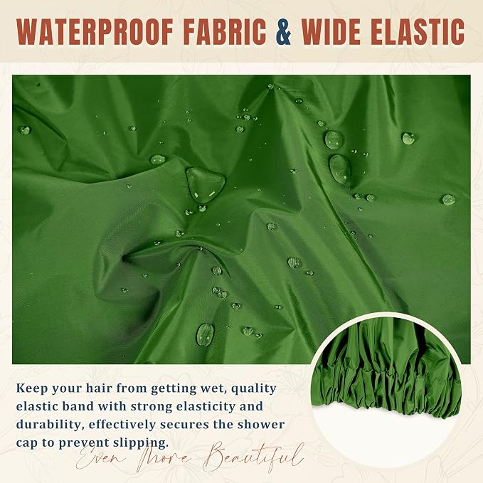 Reusable Shower Cap for Women, Stylish Large Waterproof Shower Bonnet Washable - Image 6