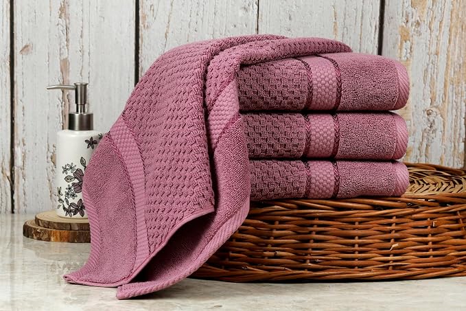 Ample Decor 100% Cotton Grape Purple Hand Towel - Image 2