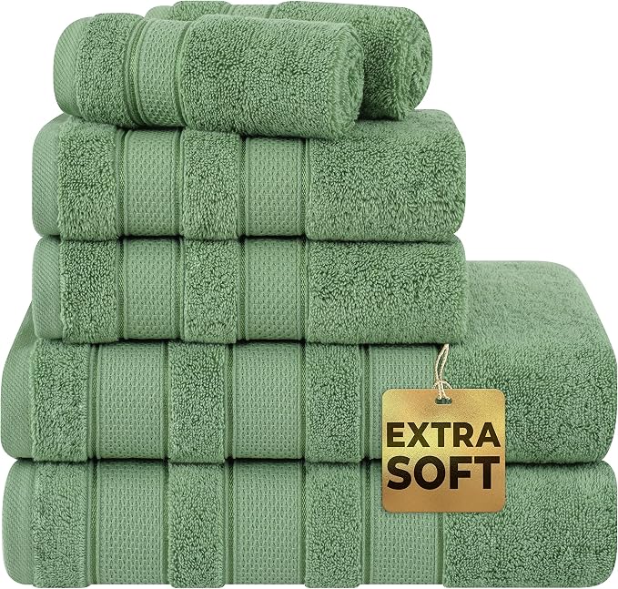 American Soft Linen Salem Turkish Bath Towel Set, 100% Cotton 600 GSM 6 Piece by AmericanSoftLinen