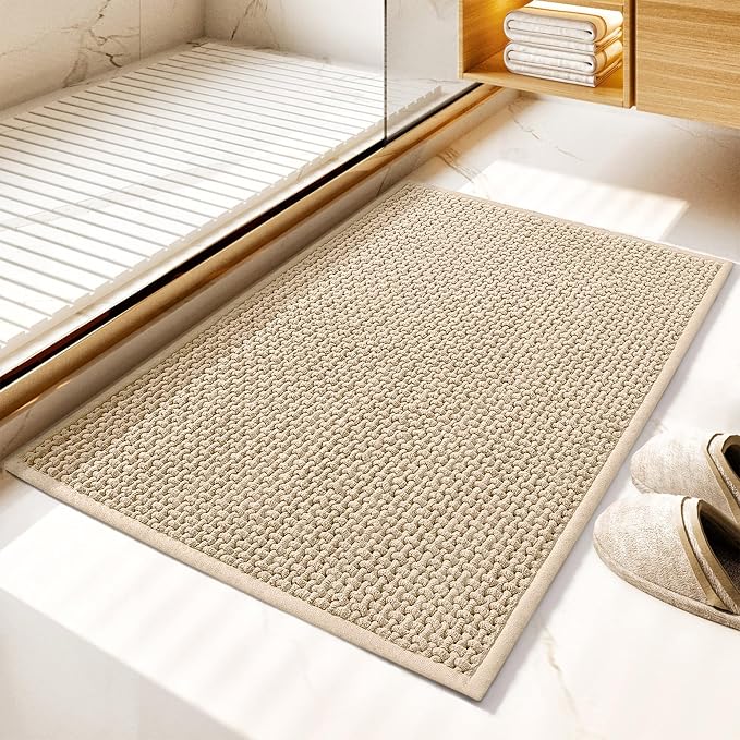 GRANNY SAYS Beige Bathroom Rugs Non Slip Washable, Absorbent Bath Mats by GRANNYSAYS