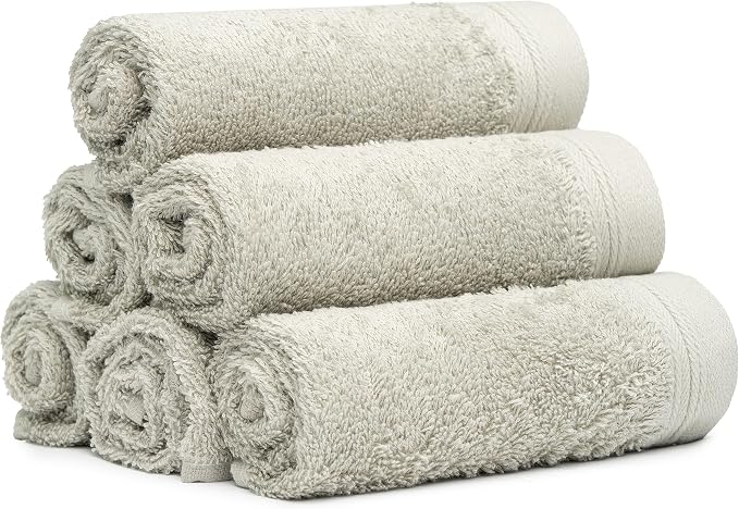 100% Cotton Washcloths Set 13” x 13” | Silver Towels | Set of 6 Ultra Soft and - Image 5