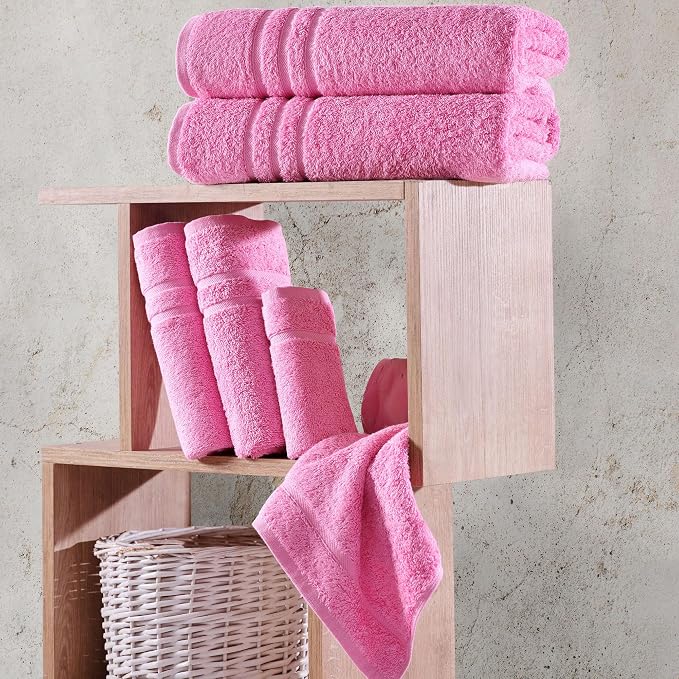 Hawmam Linen Pink 6 Piece Bath Towels Set - Image 5
