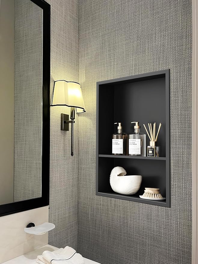 Neodrain 12X18 Inch Matte Black Double Shelf Stainless Steel Shower Niche - Image 7