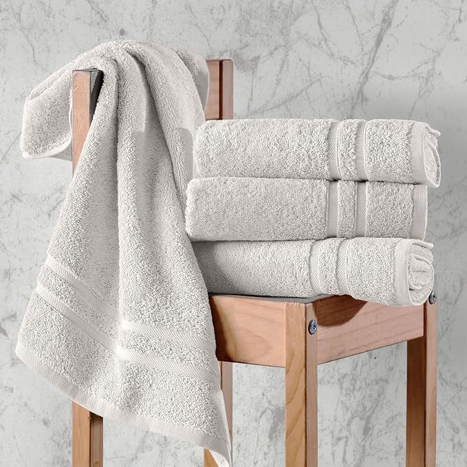 Hawmam Linen Ice Silver Hand Towels 4 Pack Turkish Cotton Premium Quality Soft - Image 5