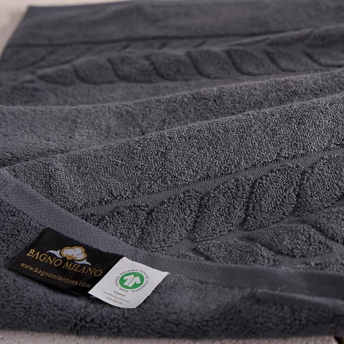 BAGNO MILANO Organic Turkish Cotton Bath Towels, Luxury Jacquard Collection - Image 4