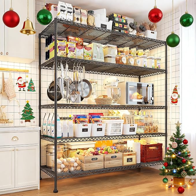 REIBII 45.8“W Metal Shelving Storage Shelves, 5-Tier Wire Shelving Unit - Image 2