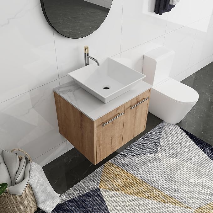 24 Inch Bathroom Vanity with Sink, Modern Wall Mount Floating Bathroom Vanity - Image 4