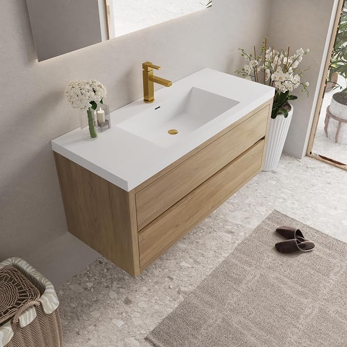 Modern 48" Wall-Mounted Bathroom Vanity - Image 9