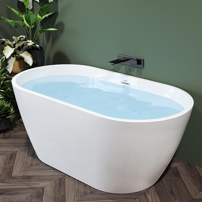 FerdY Nauru 55" Acrylic Freestanding Bathtub, Gracefully Shaped Freestanding - Image 2