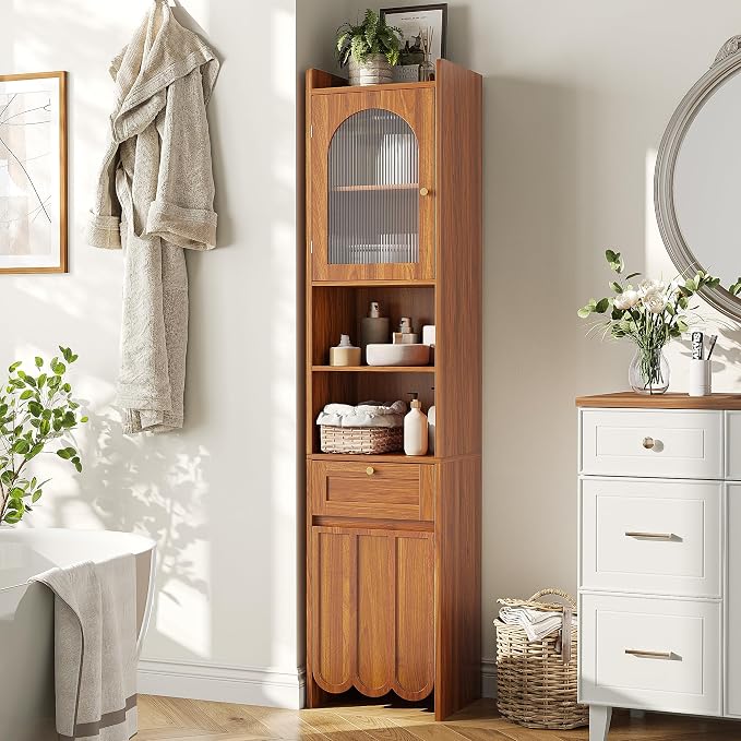 Maupvit 68” Tall Bathroom Storage Cabinet, Narrow Freestanding Cabinet by MaupvitFurniture