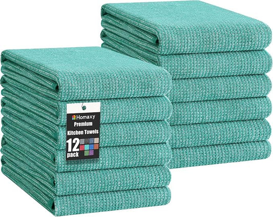Homaxy Premium Kitchen Towels, Large Cotton Kitchen Hand Towels, Flat and Terry by Homaxy