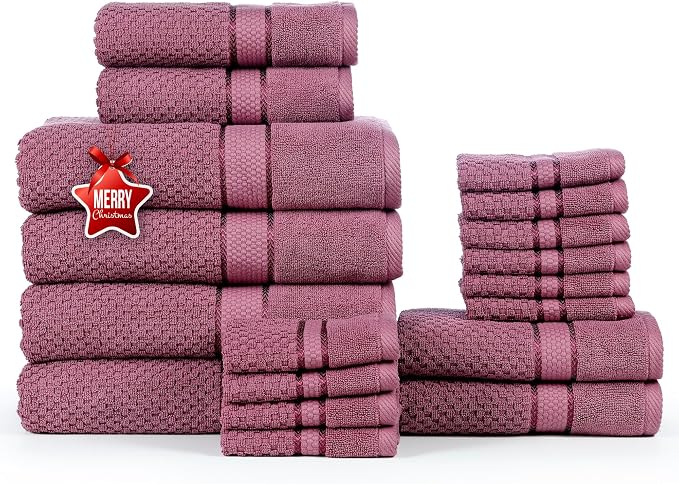 Ample Decor 100% Cotton 18 Pcs Bathroom Towel Set, Luxury Bath Towels by AmpleDecor