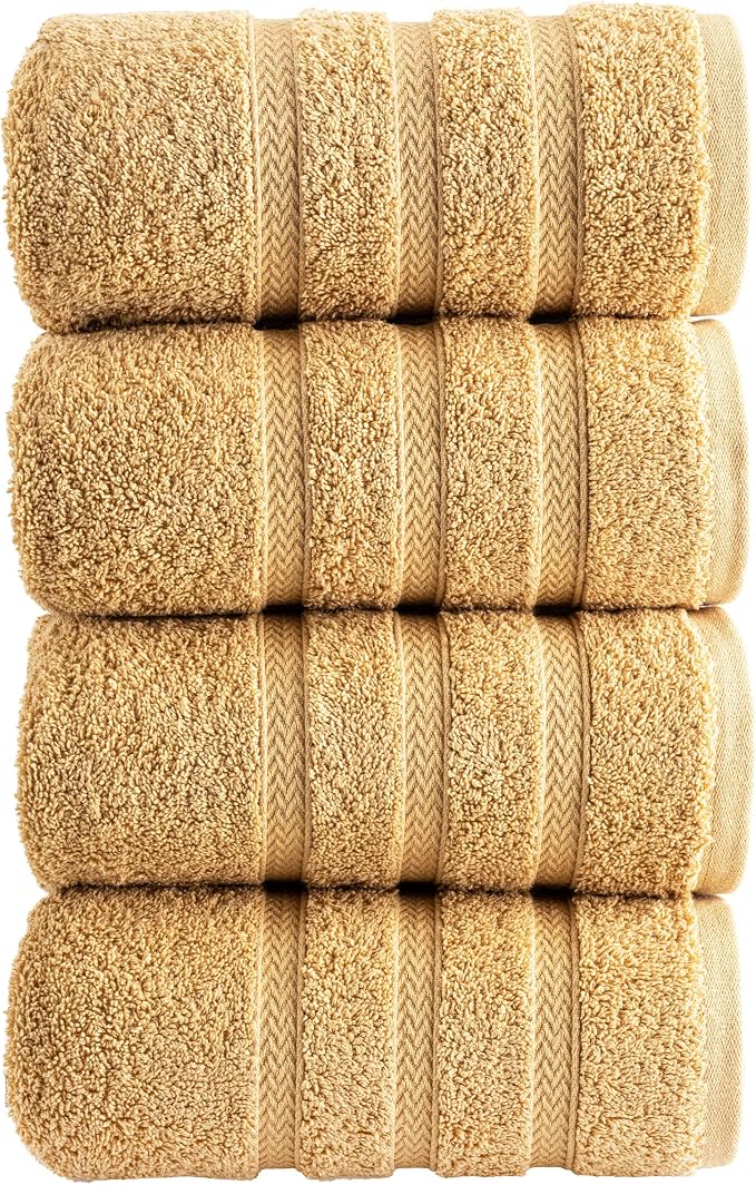 HALLEY Turkish 4 Pack Premium Hand Towels 650 GSM Highly Absorbent Super Soft by HALLEY-TurkishCottonTowels