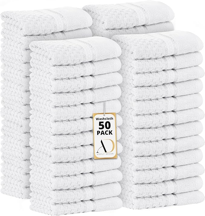 Ample Decor 100% Cotton Washcloths Set of 50 by AmpleDecor