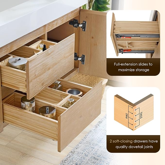48 Inch Floating Sink Bathroom Vanity Wall Mount Single Vanities Overflow - Image 7