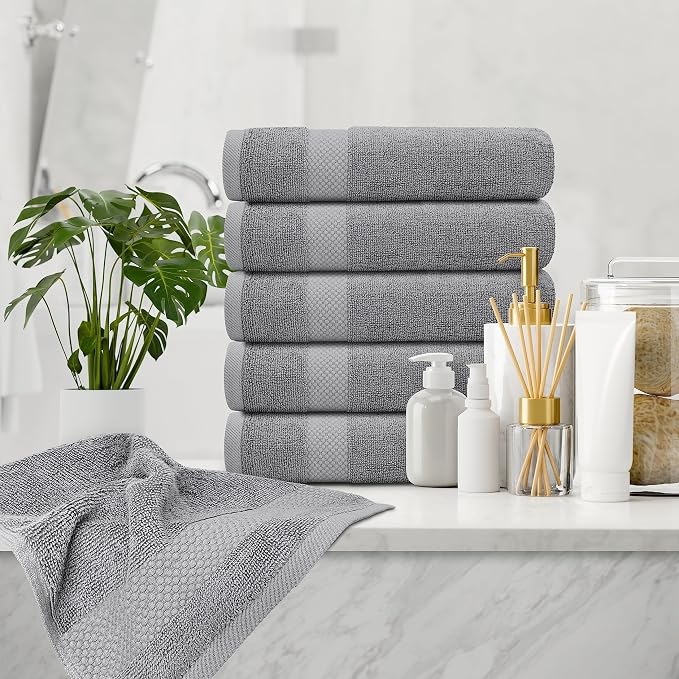 White Classic Luxury Light Gray Hand Towels - Image 8