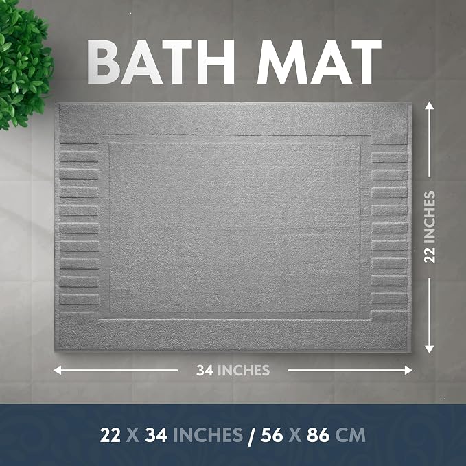 White Classic Luxury Bath Mat Floor Towel Set - Image 3