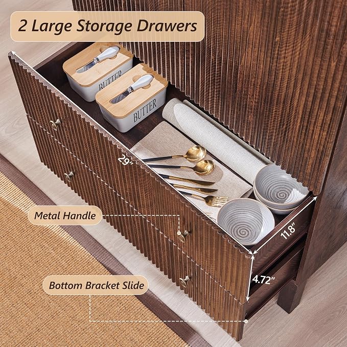 71" Tall Arched Pantry Cabinet, Fluted Kitchen Storage Cabinet - Image 4