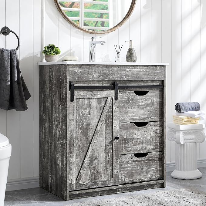30" Farmhouse Bathroom Vanity by AITJUNZ