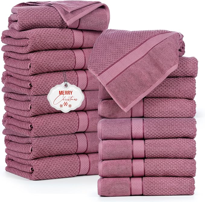 Ample Decor Grape Purple Bath Towels by AmpleDecor