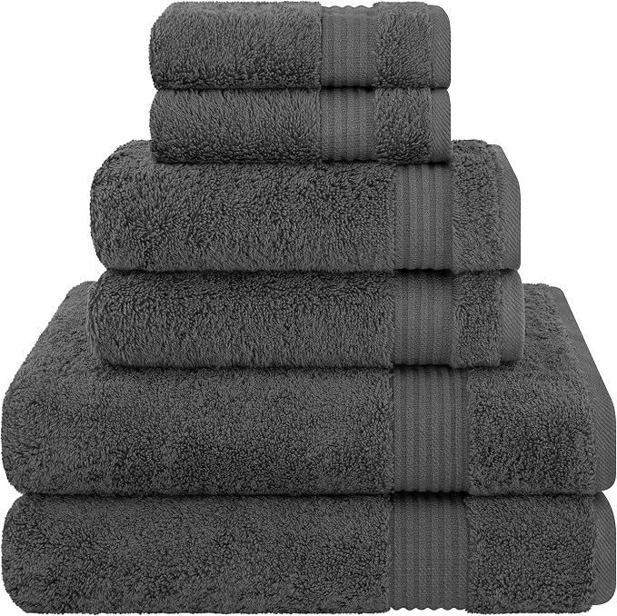 Cotton Paradise 6 Piece Towel Set 100% Cotton Soft Absorbent Turkish Towels by UNITEDHOMETEXTILE