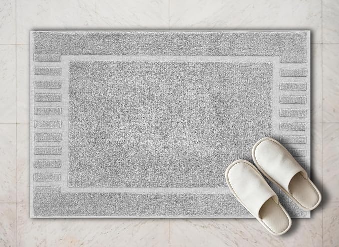 White Classic Luxury Bath Mat Floor Towel Set - Image 6