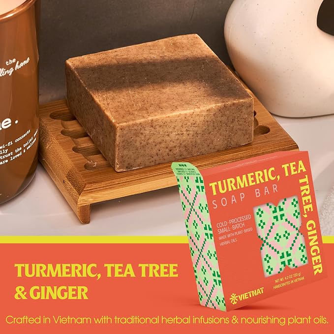 Turmeric, Tea Tree & Ginger Luxurious Natural Soap Bar | Gentle Exfoliation & - Image 2