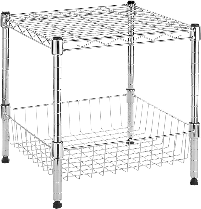 Whitmor 2 Tier Metal Storage Shelves, Heavy Duty Shelf by Whitmor