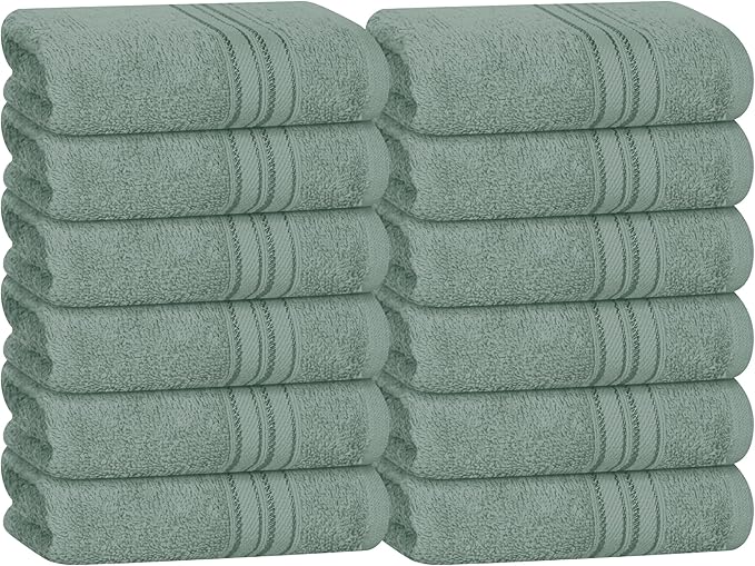 BOUTIQUO Ultra Soft Cotton Washcloths, Contains 12 Piece Face Cloths 12x12 inch by BOUTIQUO