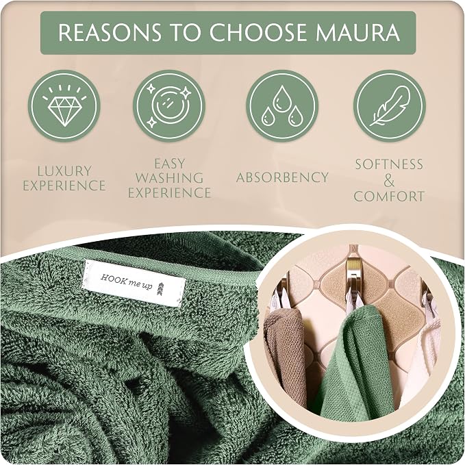 MAURA Basics Performance Bath Towels 100% Turkish Cotton - Image 5