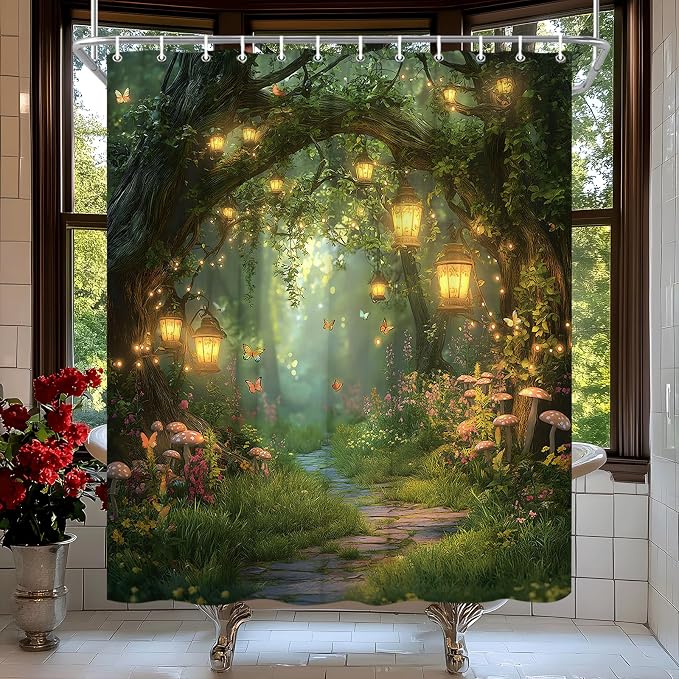 Fantasy Forest Path Shower Curtain Fairy Magical Enchanted Misty Jungle - Image 3