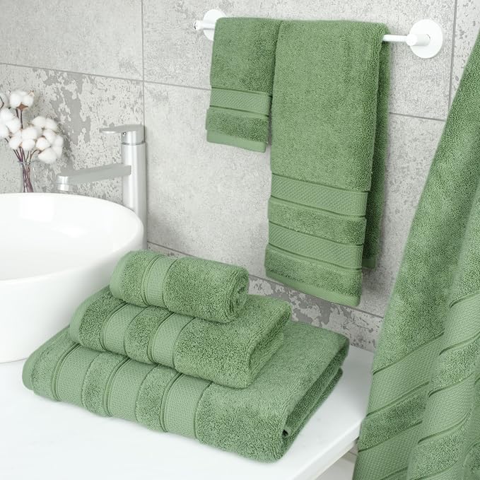 American Soft Linen Salem Turkish Bath Towel Set, 100% Cotton 600 GSM 6 Piece - Image 3