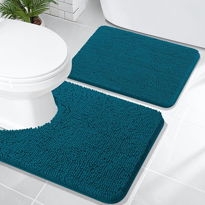 OLANLY Bathroom Rugs Sets 2 Piece, Soft Absorbent Chenille Bath Mats and by OLANLY