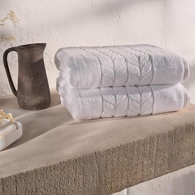 BAGNO MILANO Organic Turkish Cotton Bath Towels, Luxury Jacquard Collection - Image 2