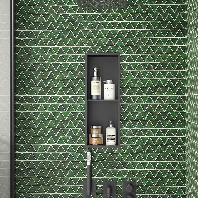 Stainless Steel Shower Niche Matte Black 8"×24" - Image 2
