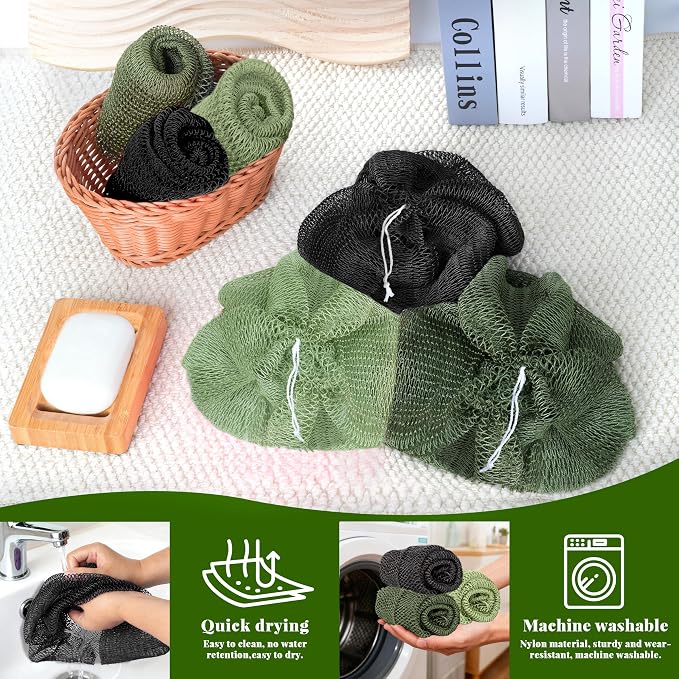 African Net Sponge Authentic, 3 Pieces Exfoliating Scrubber Bath Sponge - Image 5