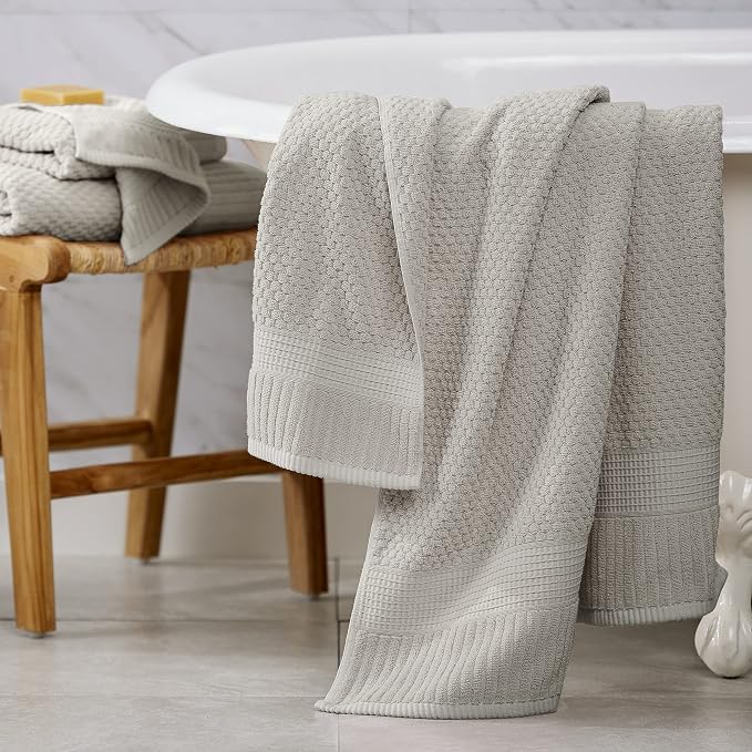 NY Loft 100% Cotton Bath Towel Set of 4 | Grey Towels | Oeko-TEX® Standard 100 - Image 8