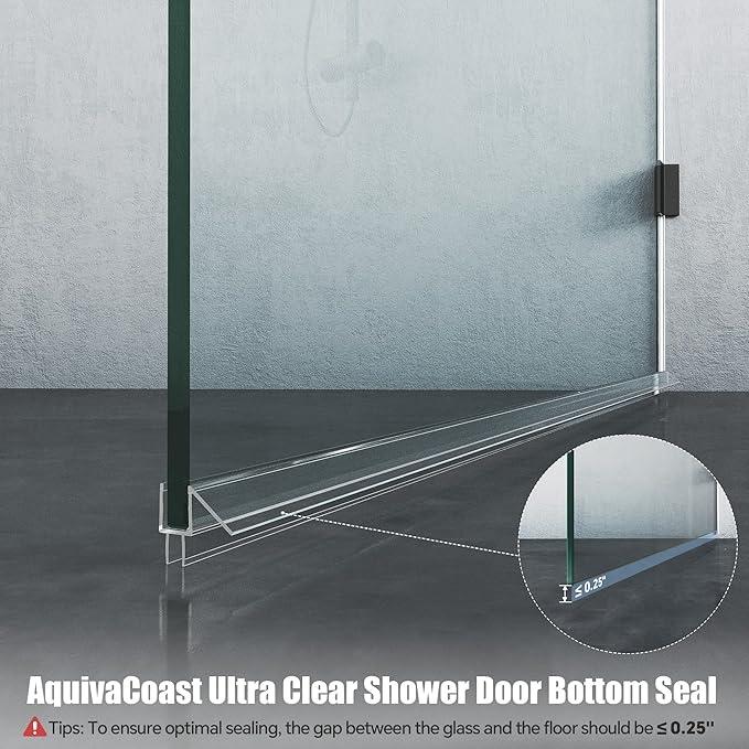 2-Pack Shower Door Bottom Seal, Ultra Clear Glass Shower Door Seal Strip - Image 2