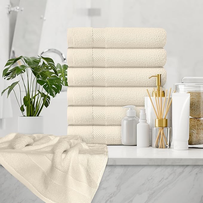 White Classic Luxury Ivory Hand Towels - Image 6